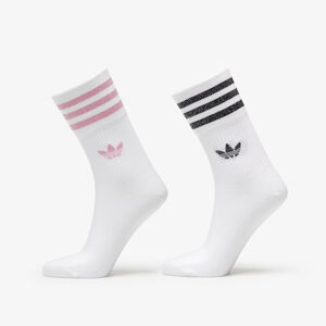 Ponožky adidas Mid-Cut Glitter Crew Socks 2-Pack White/ Bliss Pink/ Black S