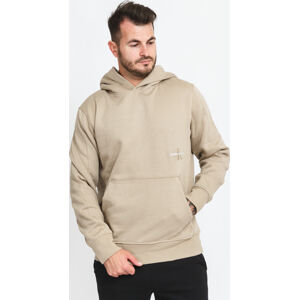 Mikina CALVIN KLEIN JEANS Off Placed Iconic Hoodie Beige